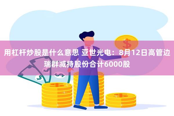 用杠杆炒股是什么意思 亚世光电：8月12日高管边瑞群减持股份合计6000股